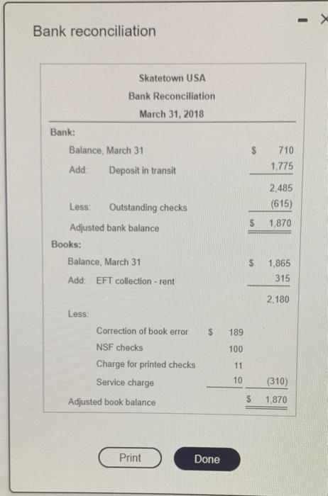 National Bank Click the icon to view the bank statement information) Click