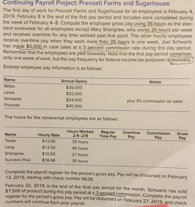 pay for each employee. Once you have computed the net pay (using