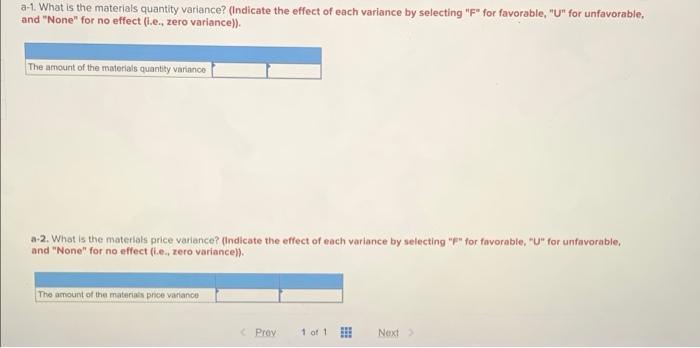 Exhibit 10-1: Standard Cost Card 4 5 Inputs 6 S Standard Quantity