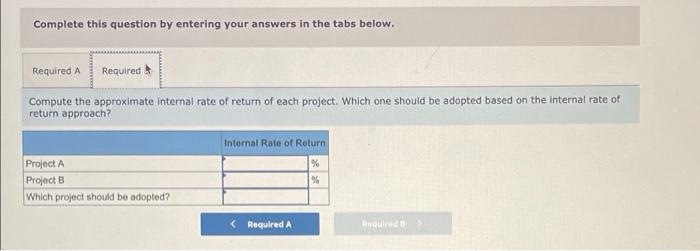 of Finch Enterprises, is considering two investment opportunities. Because of limited resources,