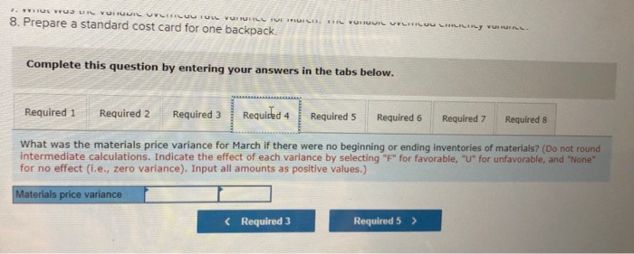 Total standard cost allowed Actual costs incurred Materials price variance Materials quantity