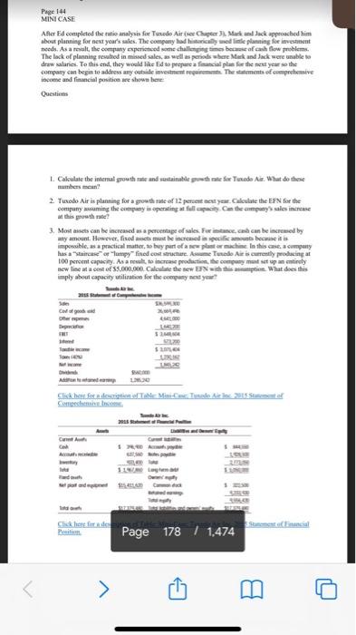  Page 144 MINI CASE After Ed completed the ratio analysis for