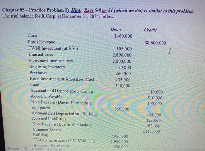  Chapter #5 - Practice Problem 1) Hint: Exer 5-8 pg 51