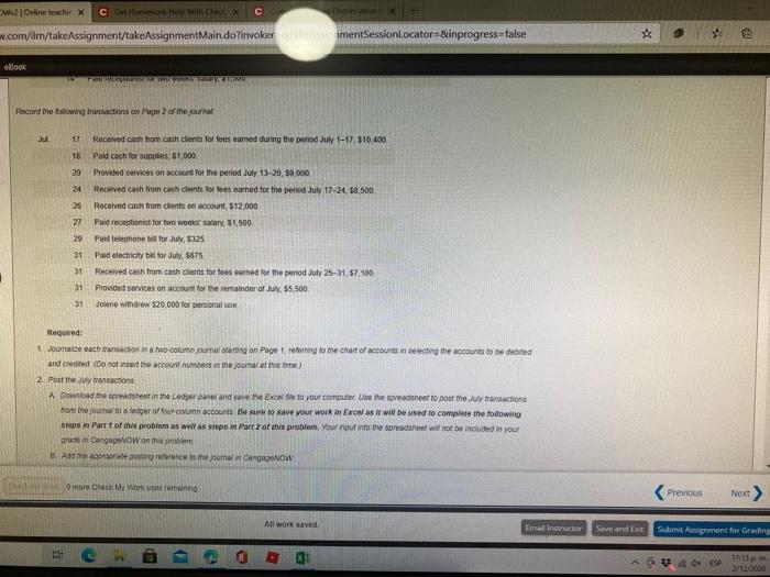 TakeAssig eBook Complete accounting cycle Part 1 Journal Unadjusted Trial Balance Adjusted