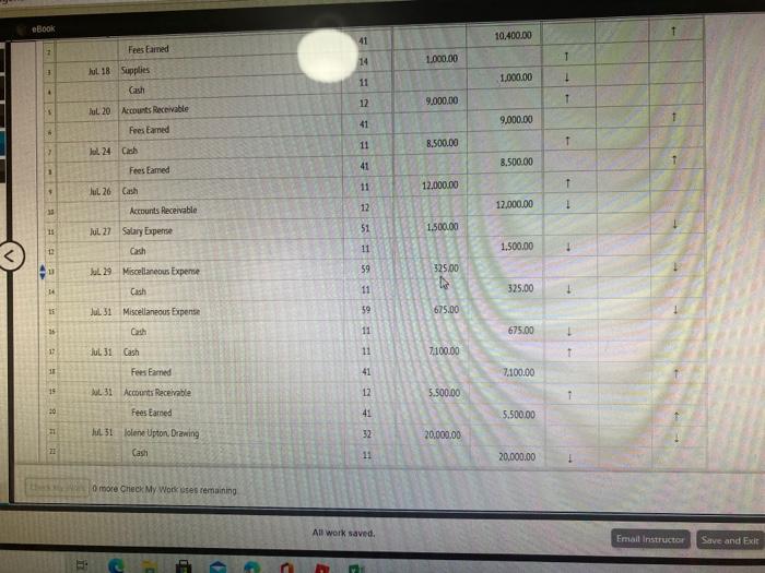 The following sets were received from Jolene Upton cash, 519,000, accounts receivable