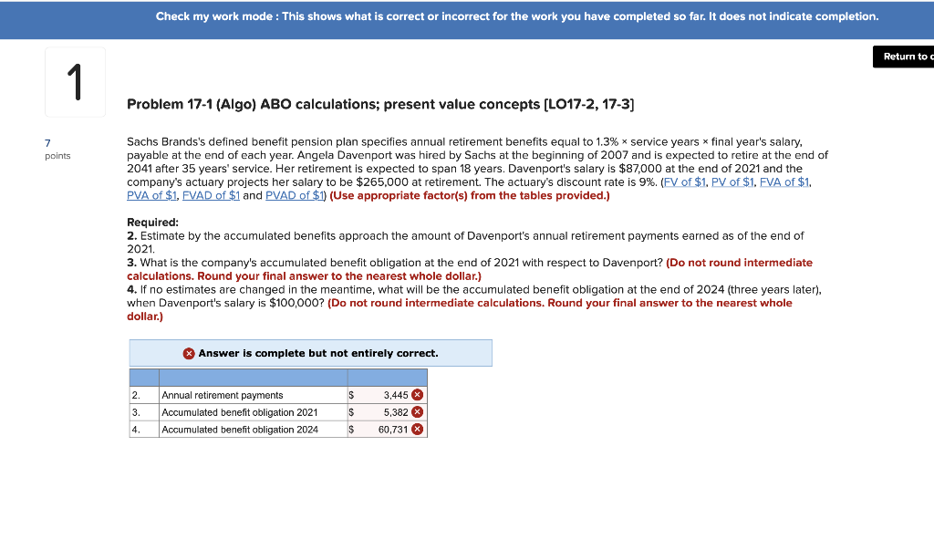 Check my work mode : This shows what is correct or