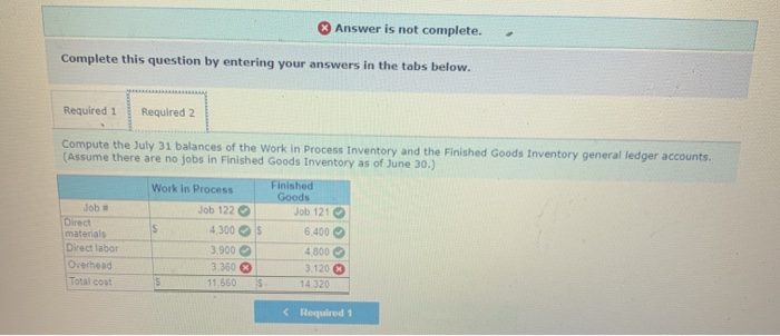 has one job in process (Job 120) as of June 30, at