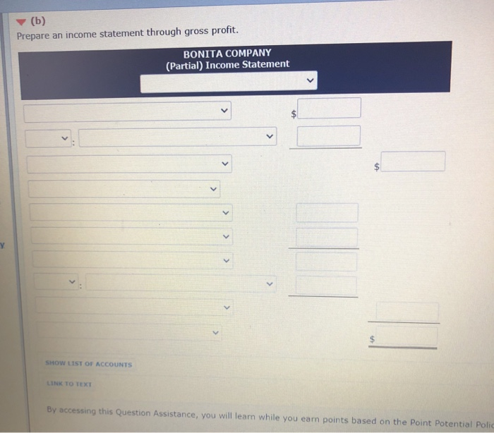 taken from the records of Bonita Company for the fiscal year ended