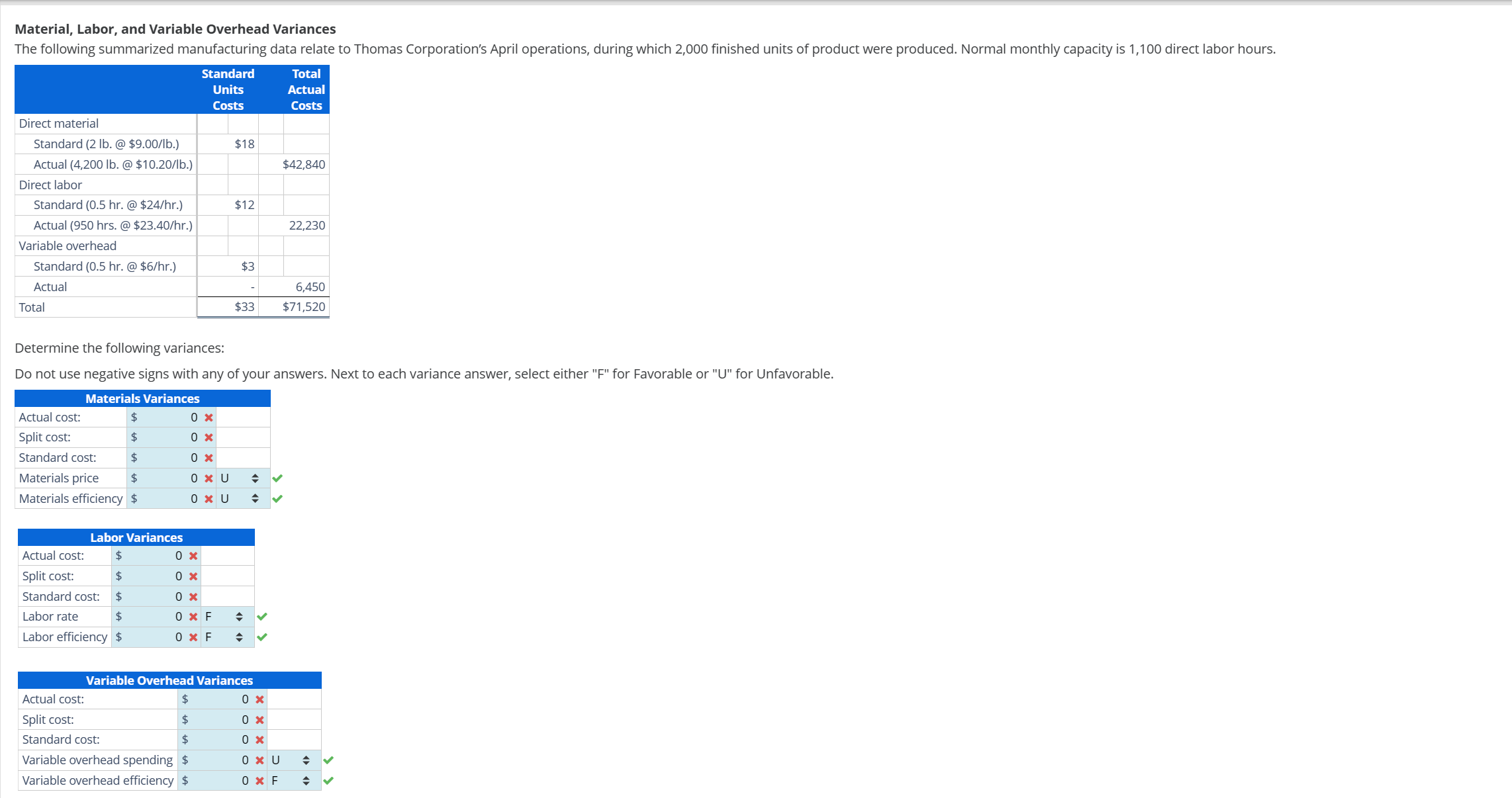 Material, Labor, and Variable Overhead VariancesMaterial, Labor, and Variable Overhead Variances
