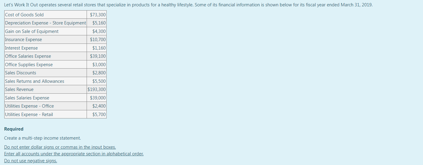  Let's Work It Out operates several retail stores that specialize in