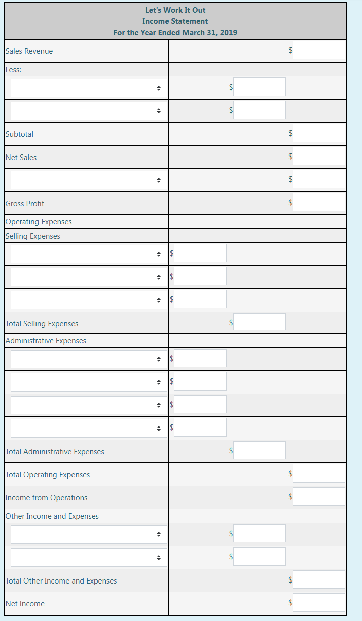 products for a healthy lifestyle. Some of its financial information is shown