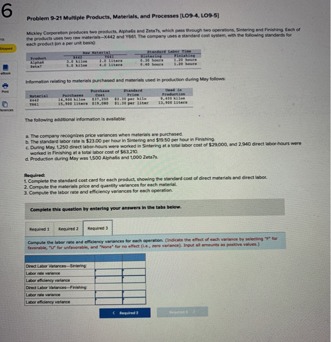 and Finishing. Each of the products uses two raw materials-X442 and Y661.