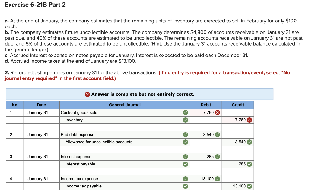 information Exercise 6-21B Complete the accounting cycle using inventory transactions (L06-2, 6-3,