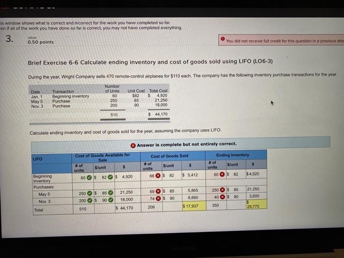  is window shows what is correct and incorrect for the work