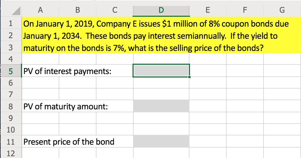  A B C D E F. 1 On January 1, 2019,