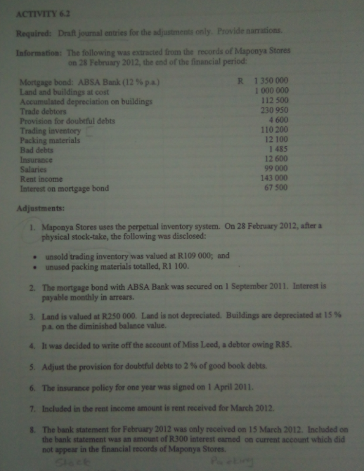 Pls solve ASAP Only adjusting journal entries are record. It will