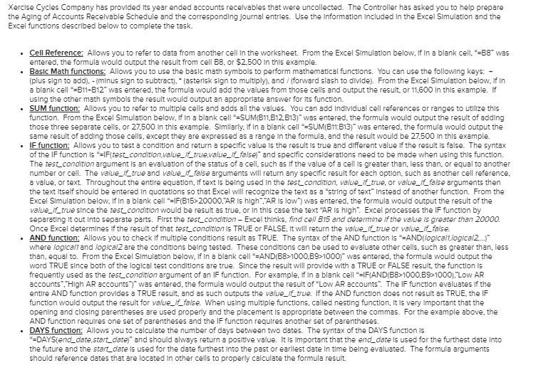 ALL ANSWERS HAVE TO BE GIVEN WITH THEIR FORMULA Xercise Cycles Company