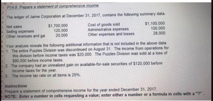 Comprehensive Income For the Year Ended December 31, 2017 2 3 $1,700,000