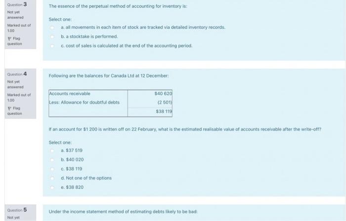 out of 100 P Flag Question After writing off bad debts of