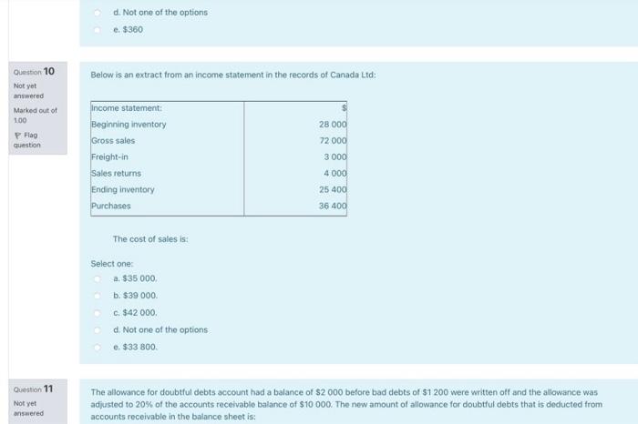 $20 000? Select one: a. Debit bad debts expense $1 200 credit