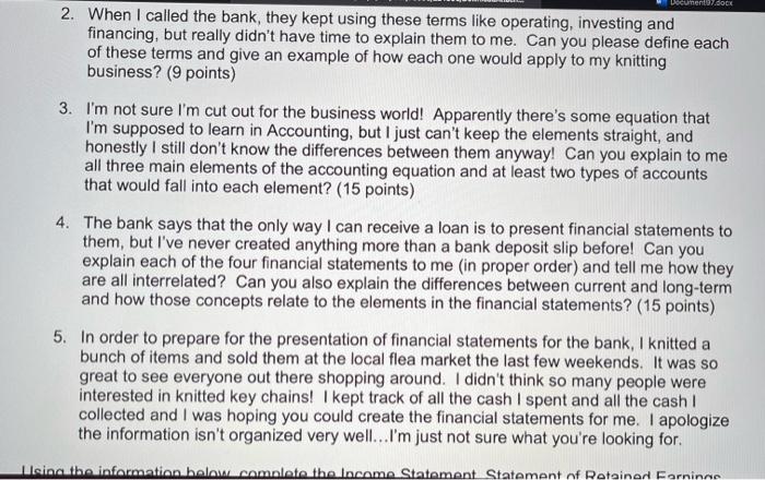 how to start this. Aunt Mildred's Financial Statements Accounting Project (This project