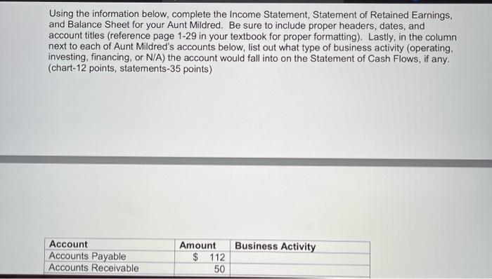 can be completed with material provided in Chapters 1 and 2) Your
