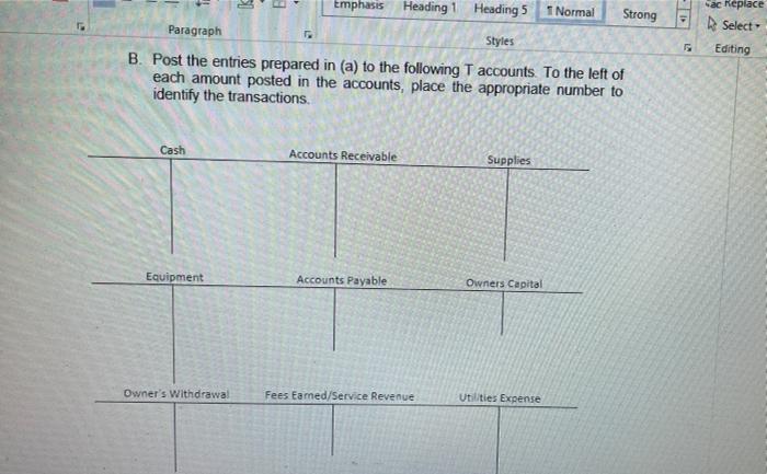 Points The following transaction occurred during the month for Teresa Parker CPA