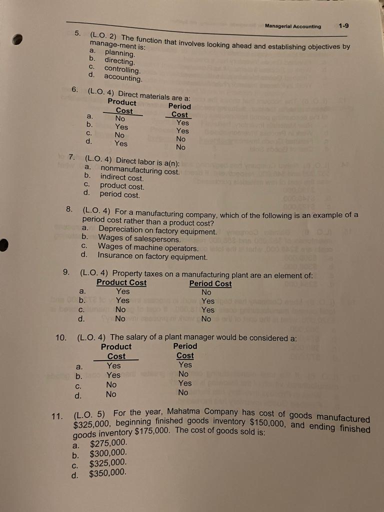 process is the total manufacturing costs for the year. (L.0.6) The sum