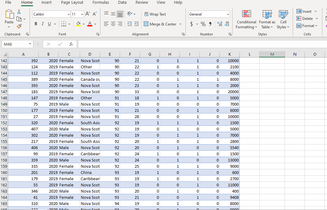 from fall 2019 and 2020. You looked at this data in Assignment