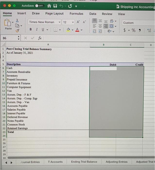 of the transactions that Shipping Inc. engaged in during January 2021 is