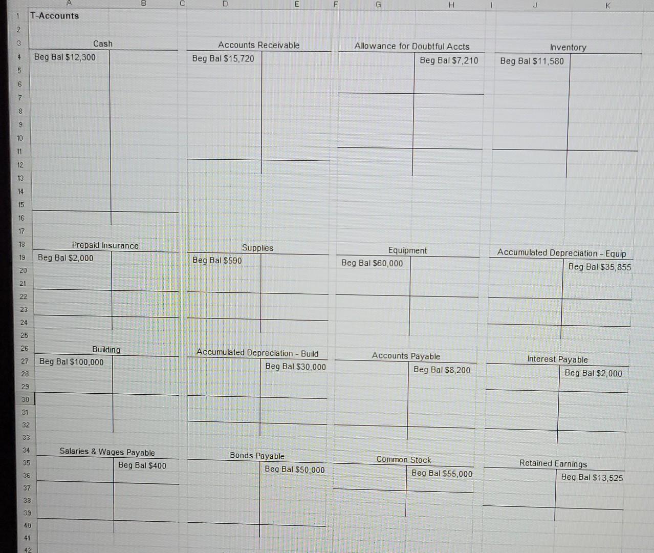 the third worksheet. 4. Prepare an unadjusted trial balance as of Dec.