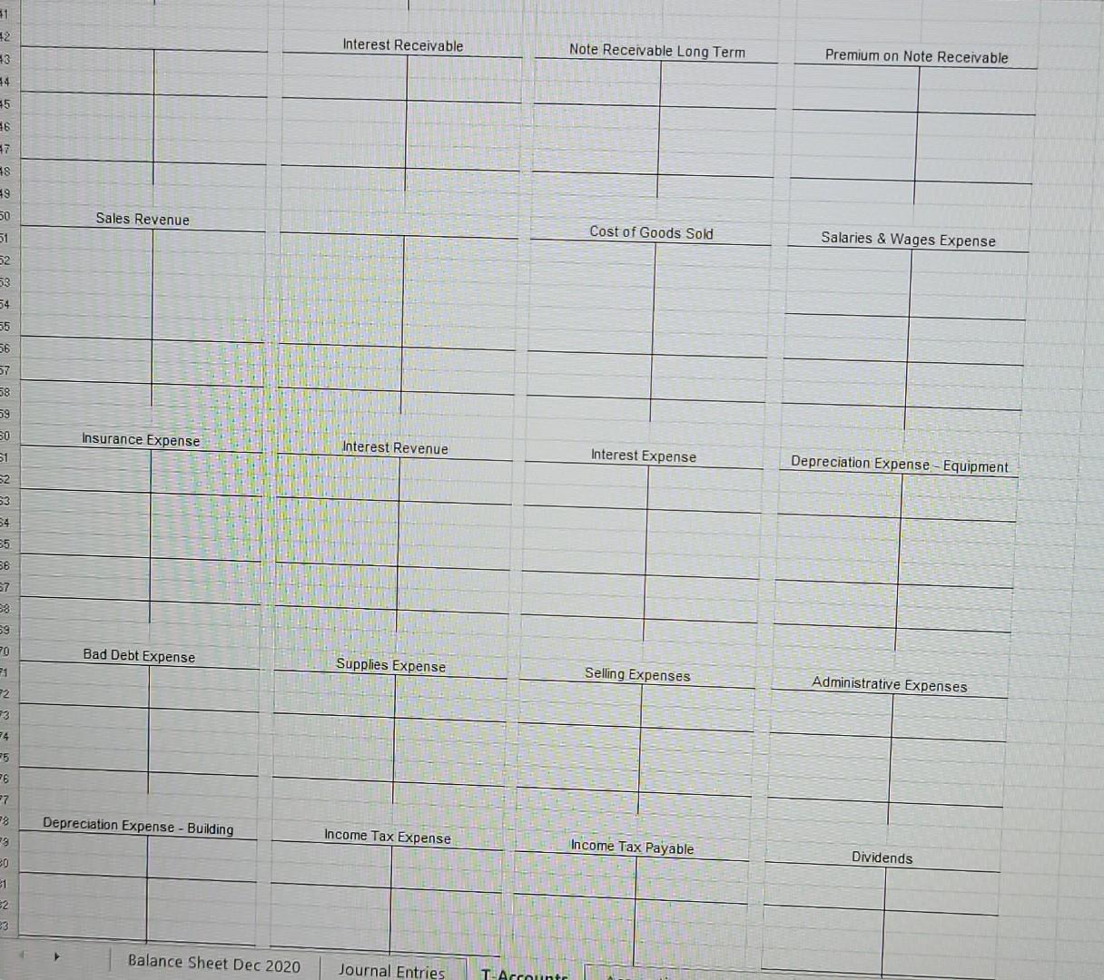 31, 2021 in the fourth worksheet based on the balances in the