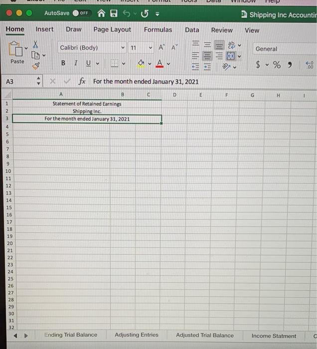 for the transactions that occurred during January 2021. A list of the