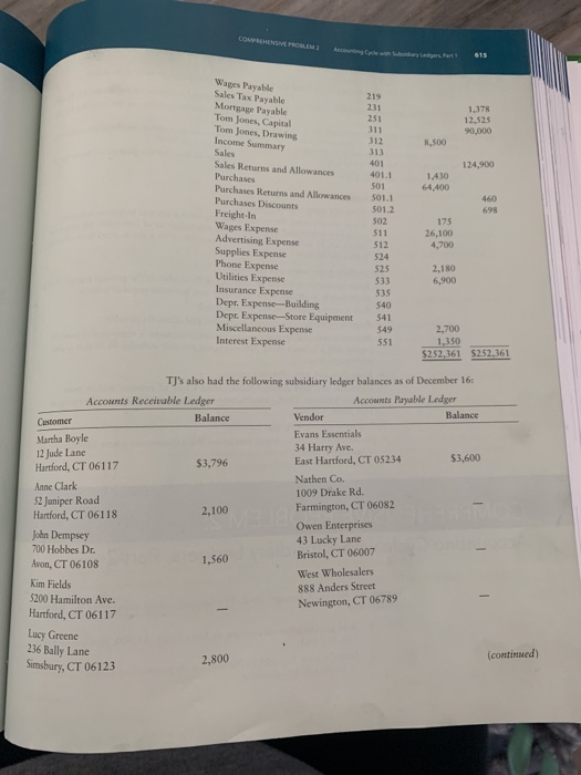 Cycle with Subsidiary Ledgers, Part 1 Shop engaged in the for During