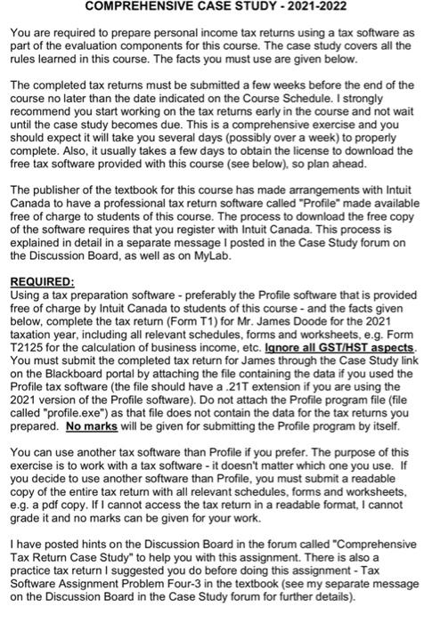 please answer asap thank you COMPREHENSIVE CASE STUDY - 2021-2022 You are