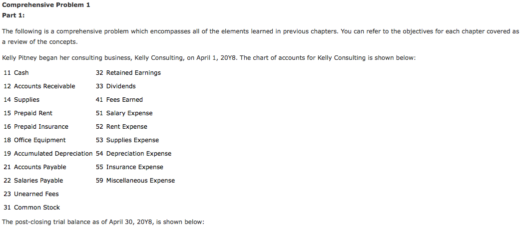  Comprehensive Problem 1 Part 1: The following is a comprehensive problem
