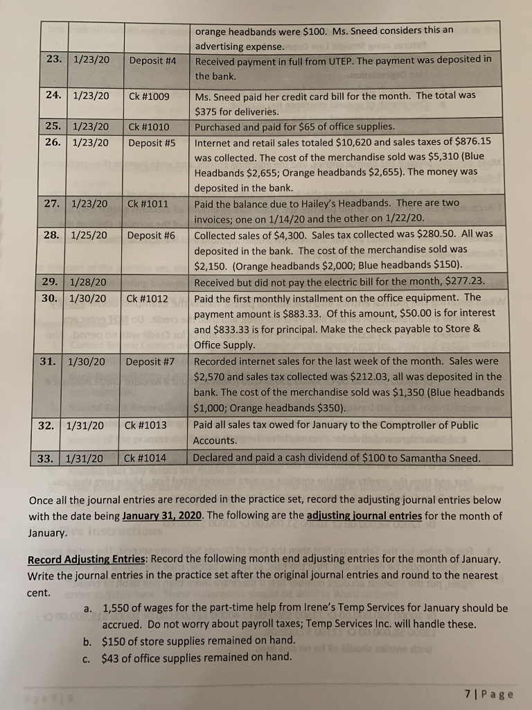 the January 2020 transactions in the general journal (last section of this