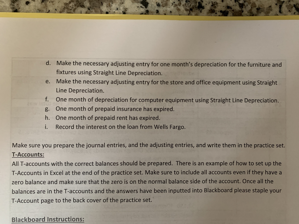 practice set, using the following events. Skip a line between each entry