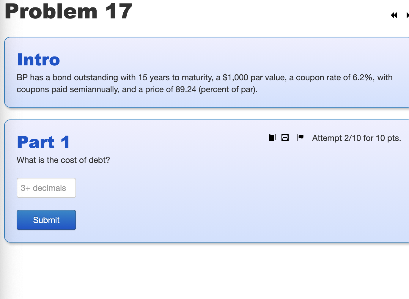  Problem 17 Intro BP has a bond outstanding with 15 years