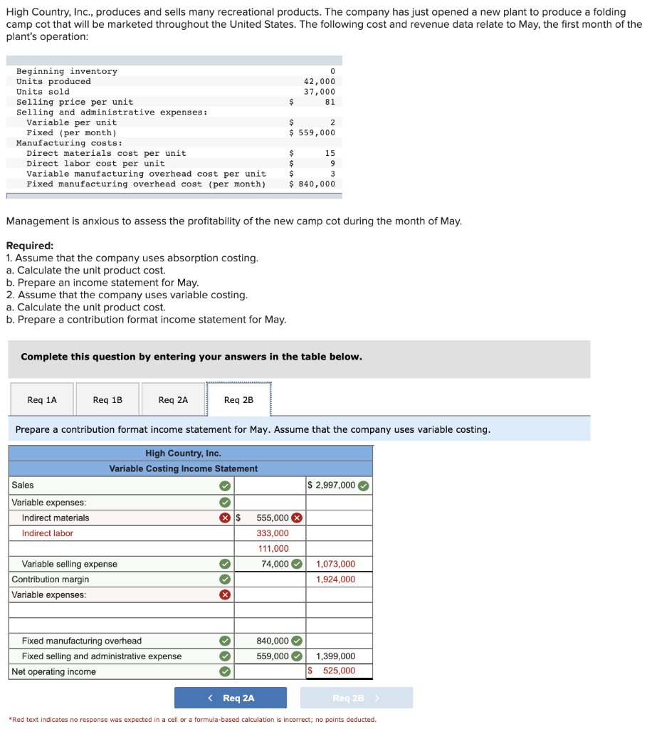 Please correct the errors thank you! A) B) High Country, Inc., produces