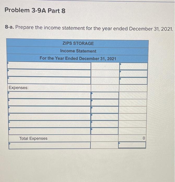 (LO3-3, 3-4, 3-5, 3-6, 3-7) The general ledger of Zips Storage at