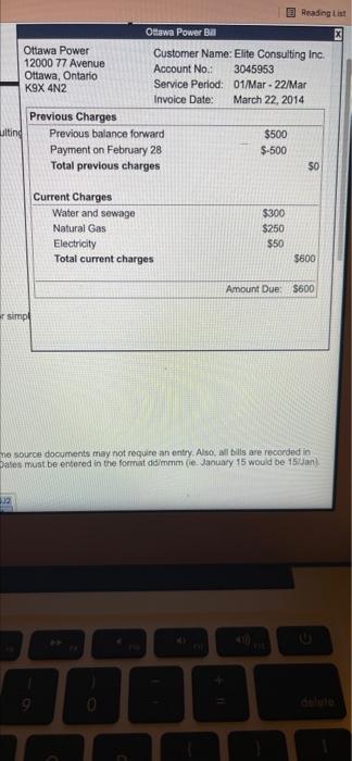 a) Analyze each of the preceding source documents and prepare journal entre