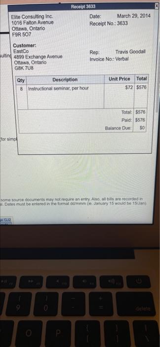 an appropriate description when entering the actions in the journal Dates must