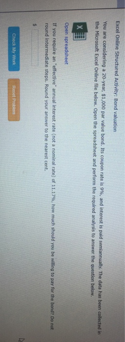 can someone help me with this question please? Excel Online Structured Activity: