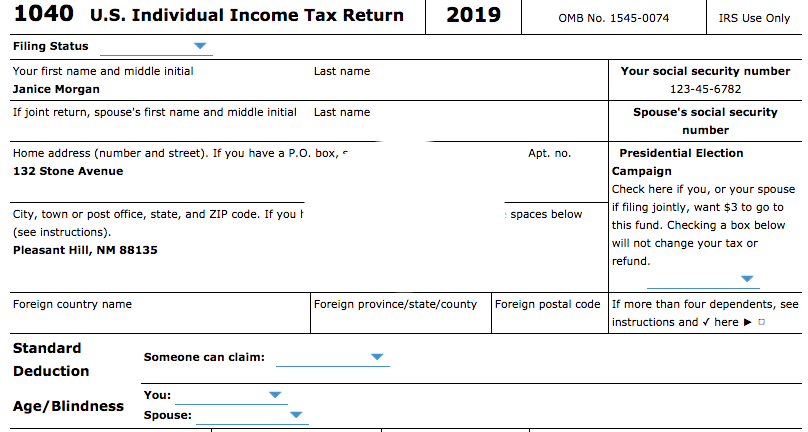 Instructions Note: This problem is for the 2019 tax year. Janice Morgan,