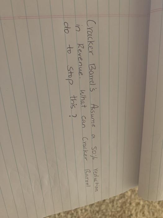 need 200 words with credible sources please a. 50% reduction Cracker Barrel