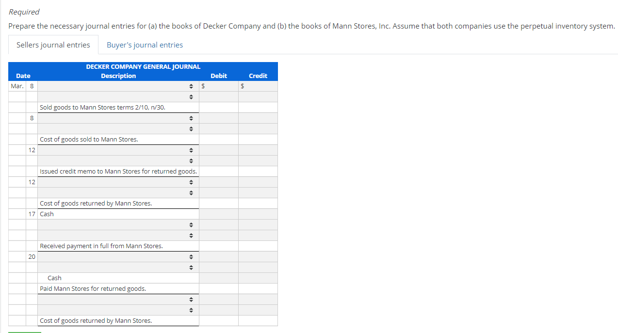 advance! Journal Entries for Merchandise Transactions on Seller's and Buyer's Books- Perpetual