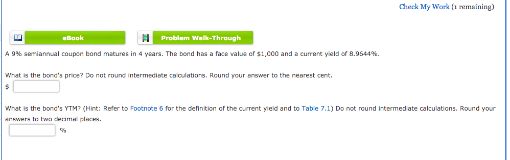  Check My Work (1 remaining) ED eBook Problem Walk-Through A 9%