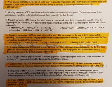  The correct answers to the problems are provided and circled, I