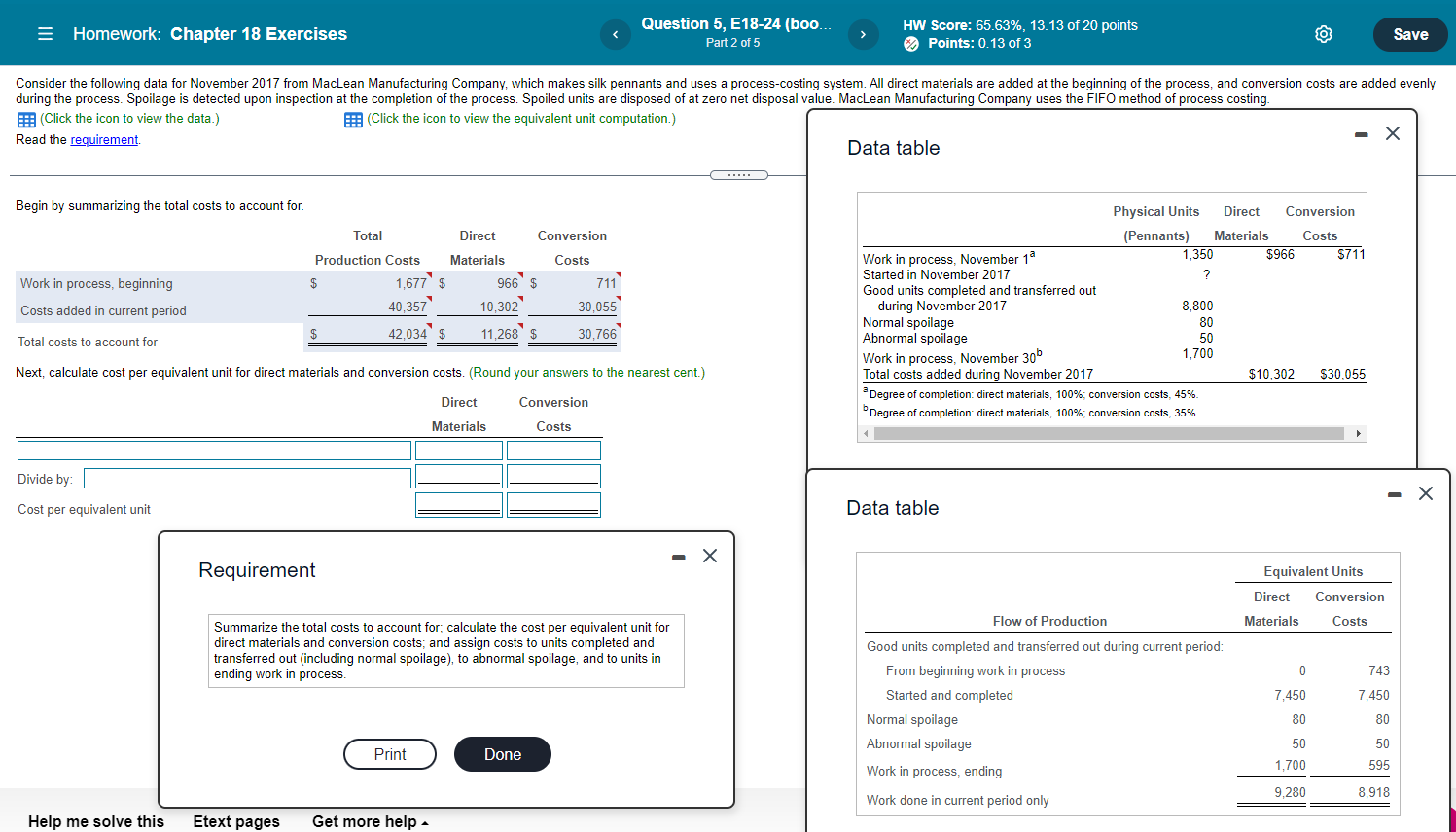 Please finish the entire problem. = Homework: Chapter 18 Exercises Question 5,